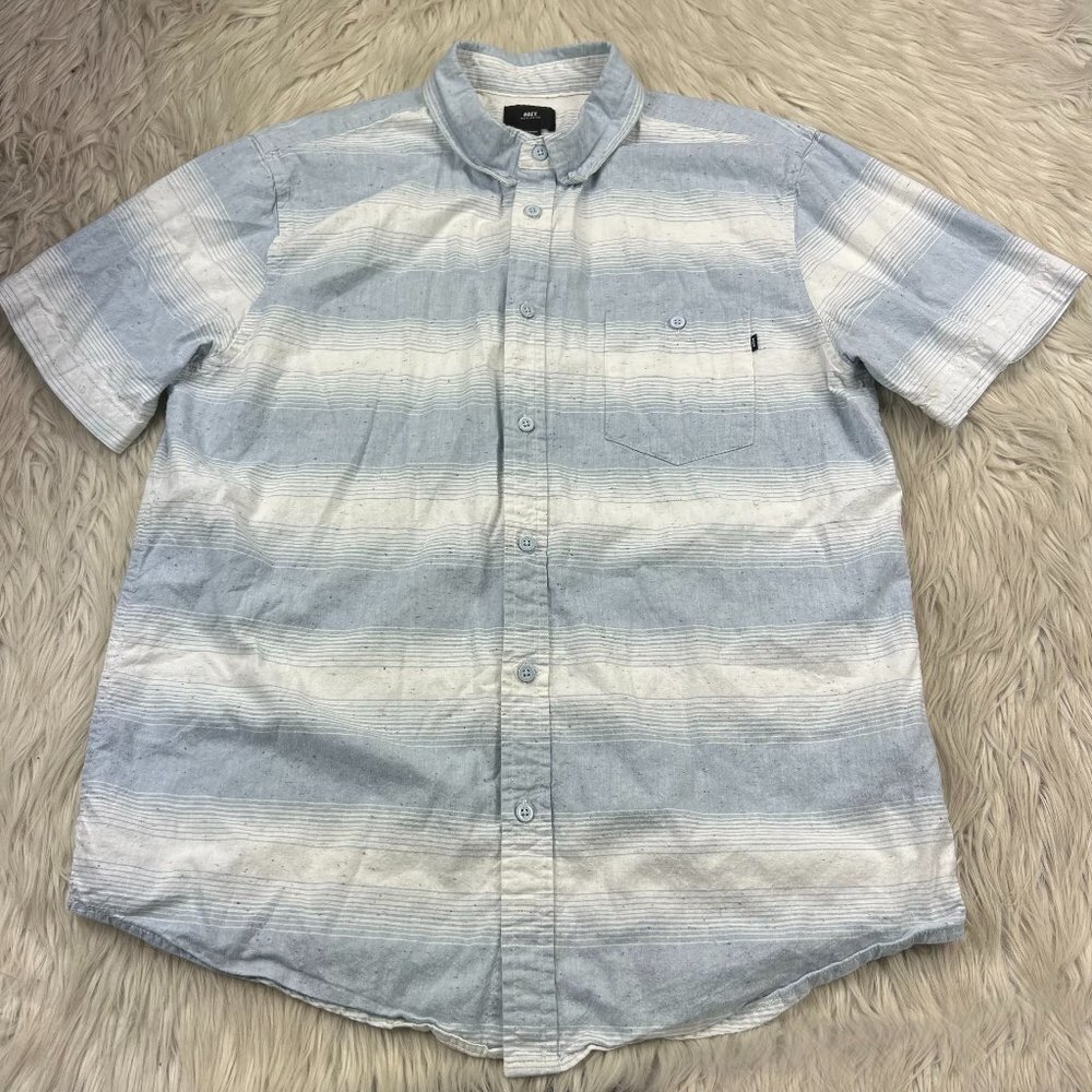 OBEY Men's‎ Speckled Striped Short Sleeve Button Front Shirt